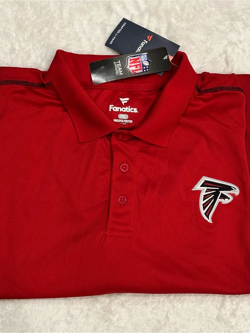 NWT Fanatics Atlanta Falcons Men's Red Polo Shirt Big & Tall 6XL Embroidered NFL